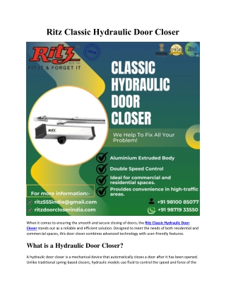 Ritz Classic Hydraulic Door Closer