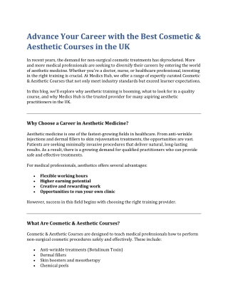 Advance Your Career with the Best Cosmetic