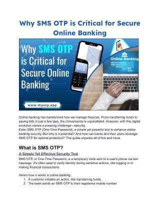 Why SMS OTP is Critical for Secure Online Banking