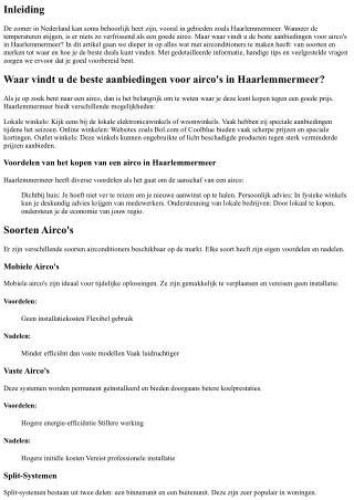 Waar vindt u de beste aanbiedingen voor airco's in Haarlemmermeer?
