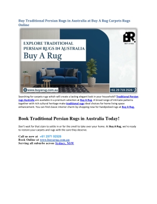 Buy Traditional Persian Rugs in Australia at Buy A Rug Carpets Rugs Online