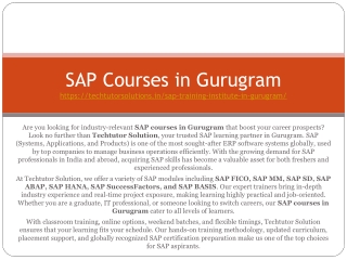 SAP Training Institute Gurugram