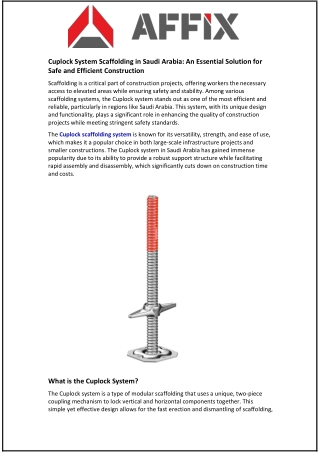 Cuplock System Scaffolding in Saudi Arabia and An Essential Solution for Safe and Efficient Construction