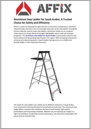 Aluminium Step Ladder for Saudi Arabia and A Trusted Choice for Safety and Efficiency