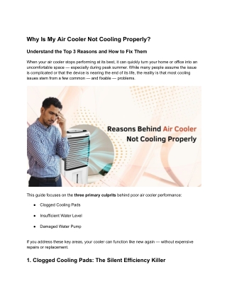 why is my air cooler not cooling properly