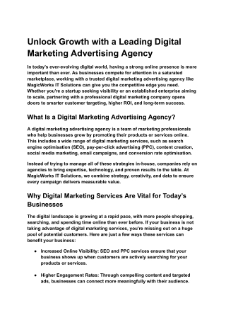 Unlock Growth with a Leading Digital Marketing Advertising Agency