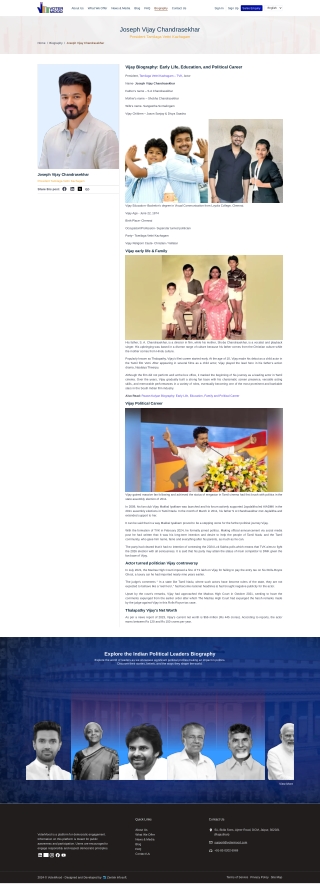 Vijay biography- life, family, Political Career