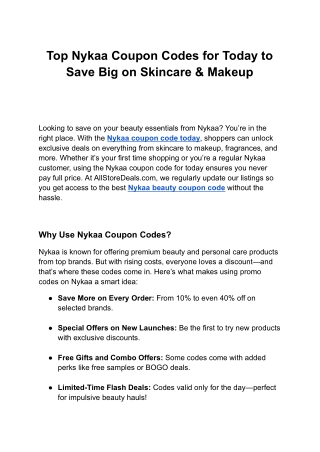 Top Nykaa Coupon Codes for Today to Save Big on Skincare & Makeup