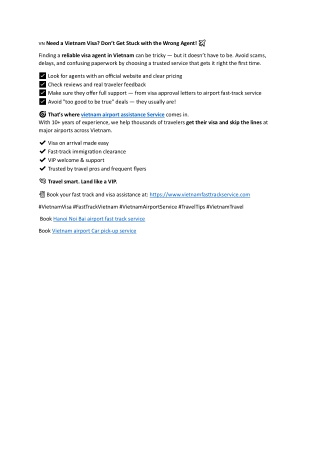 Need a Vietnam Visa Don’t Get Stuck with the Wrong Agent