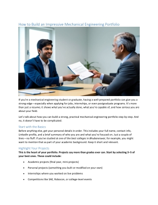 How to Build an Impressive Mechanical Engineering Portfolio