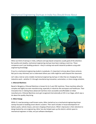 Mechanical Engineering Startups in India You Should Know About
