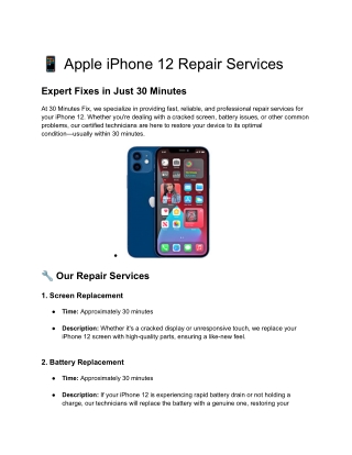 Apple iPhone 12 Repair Services | Expert Fixes - 30 Minutes Fix