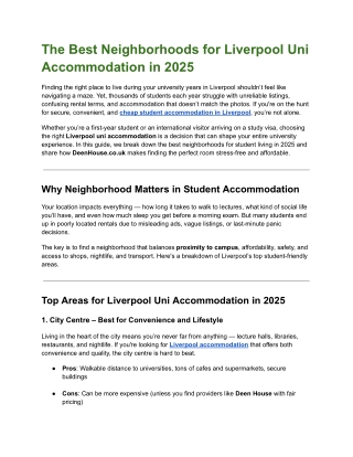 The Best Neighborhoods for Liverpool Uni Accommodation in 2025