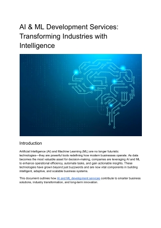 Revolutionizing Business with AI ML Development Services