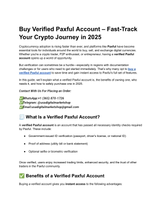 Buy Verified Paxful Account – Fast-Track Your Crypto Journey in 2025