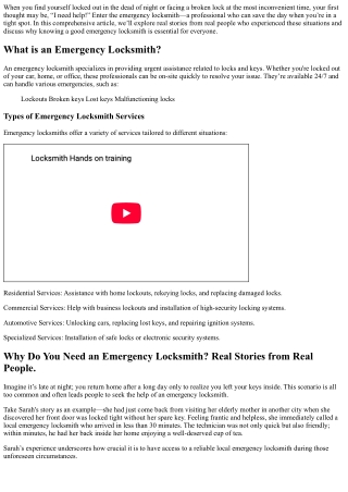 Why Do You Need an emergency locksmith? Real Stories from Real People.
