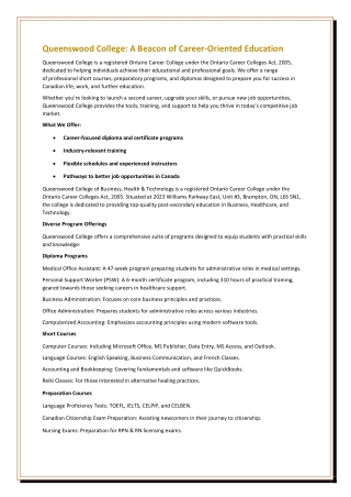 Queenswood College: A Beacon of Career-Oriented Education