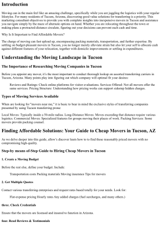 Finding Affordable Solutions: Your Guide to Cheap Movers in Tucson, AZ