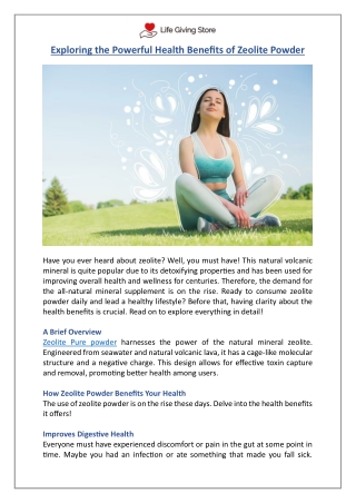 Buy Zeolite Powder | Unlock Its Powerful Health Benefits