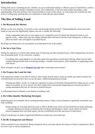 The Dos and Don'ts of Selling Land
