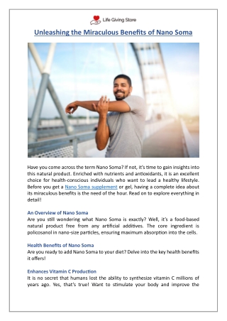 Boost Immunity with Nano Soma Supplement | Life Giving Store