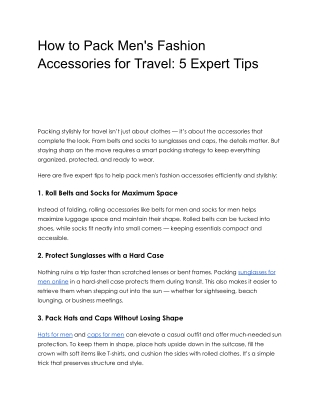How to Pack Men's Fashion Accessories for Travel_ 5 Expert Tips