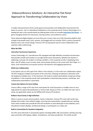 videoconference solutions an interactive flat