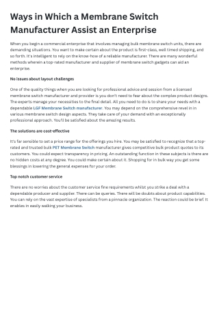 ways in which a membrane switch manufacturer