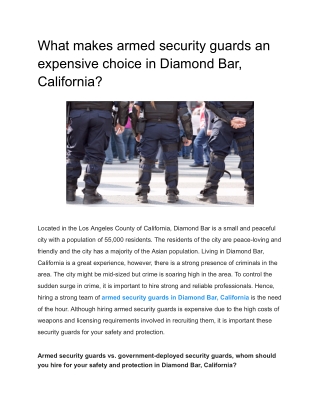 What makes armed security guards an expensive choice in Diamond Bar, California