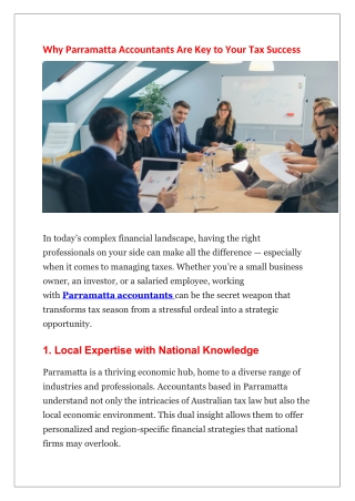 Why Parramatta Accountants Are Key to Your Tax Success