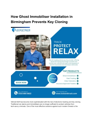 Ghost Immobiliser Installation in Birmingham Stops Cloning