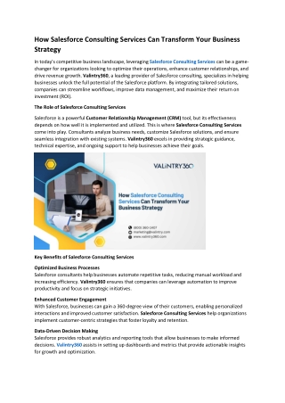 How Salesforce Consulting Services Can Transform Your Business Strategy