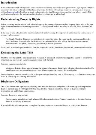 Understanding the Legal Aspects of Selling Land