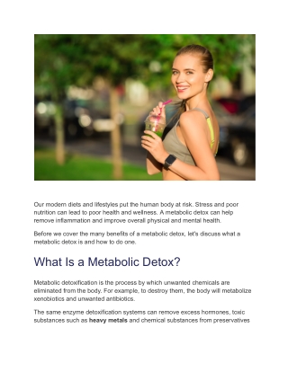 5 Amazing Benefits of Metabolic Detox