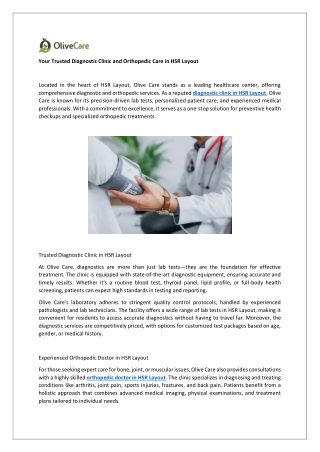 your trusted diagnostic clinic and orthopedic