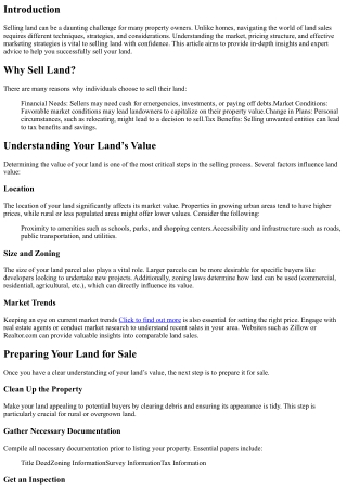 Sell Land with Confidence: Expert Advice for Sellers