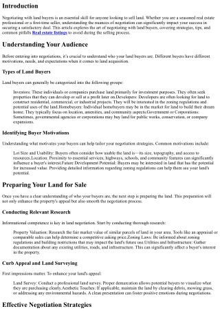The Art of Negotiating with Land Buyers