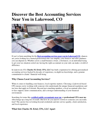 Discover the Best Accounting Services Near You in Lakewood, CO
