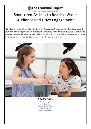 Sponsored Articles to Reach a Wider Audience and Drive Engagement