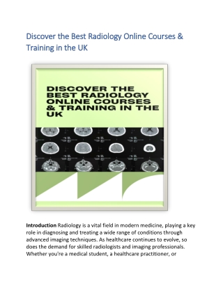 Discover the Best Radiology Online Courses