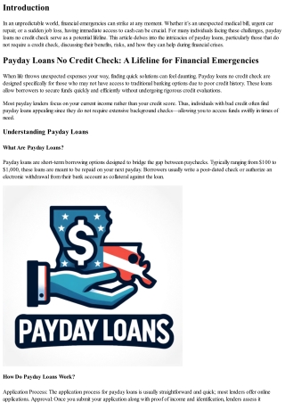 Payday Loans No Credit Check: A Lifeline for Financial Emergencies