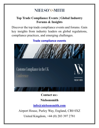 Top Trade Compliance Events  Global Industry Forums & Insights
