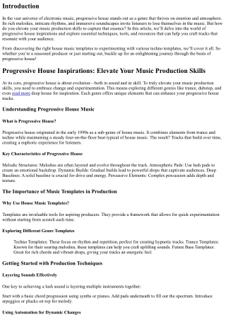 Progressive House Inspirations: Elevate Your Music Production Skills