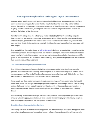 meeting new people online in the age of digital