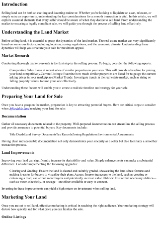 Selling Land: Key Considerations for a Smooth Transaction