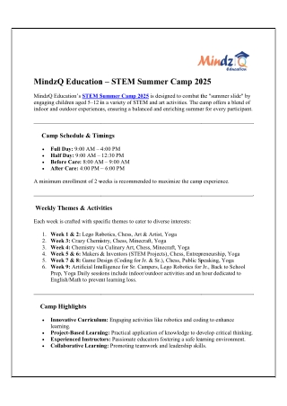 STEM Summer Camp 2025