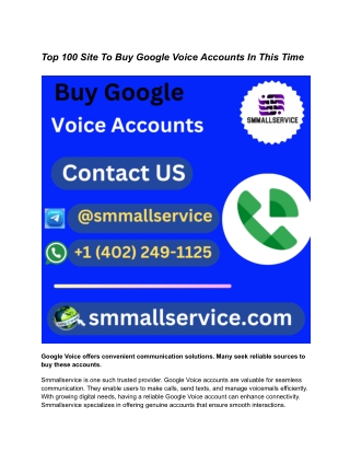 Top 100 Site To Buy Google Voice Accounts In This Time