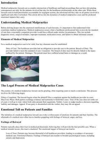 Navigating the Emotional Toll of Medical Malpractice Lawsuits