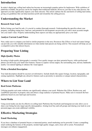 The Dos and Don'ts of Selling Land Online