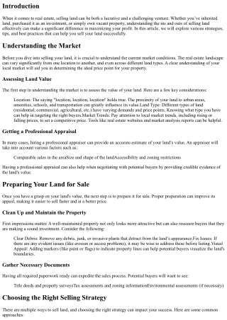 Maximizing Your Profit: Tips for Selling Land Successfully